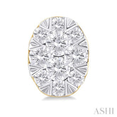 1/6 ctw Lovebright Petite Oval Shape Round Cut Diamond Fashion Stud Earring in 10K Yellow Gold